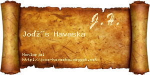 Joós Havaska névjegykártya
